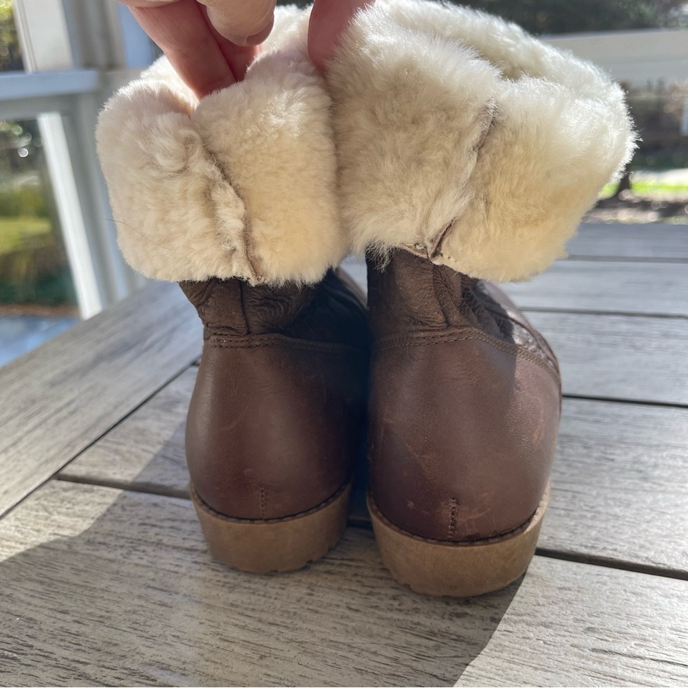 DaneXX Vintage Womens Frosty Brown Shearling-Lined Leather Boots Size 8.5 - Picture 5 of 12
